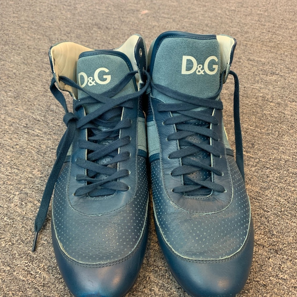 D&G Men's Blue High-Top Sneakers